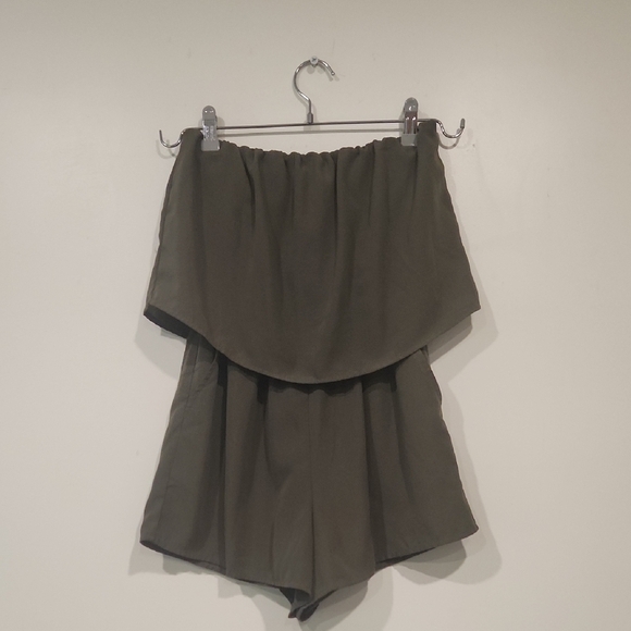 Bebop Women's Olive Green Short Jumpsuit - Picture 1 of 4
